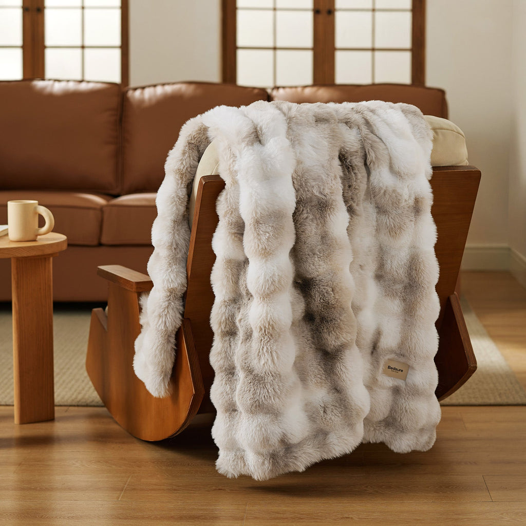 Cozy Throw Blanket, Bubble Faux Fur, Machine-Washable Care for Living Rooms, Bedrooms and Everyday Lounging, 3 Sizes and 11 Colors image 31