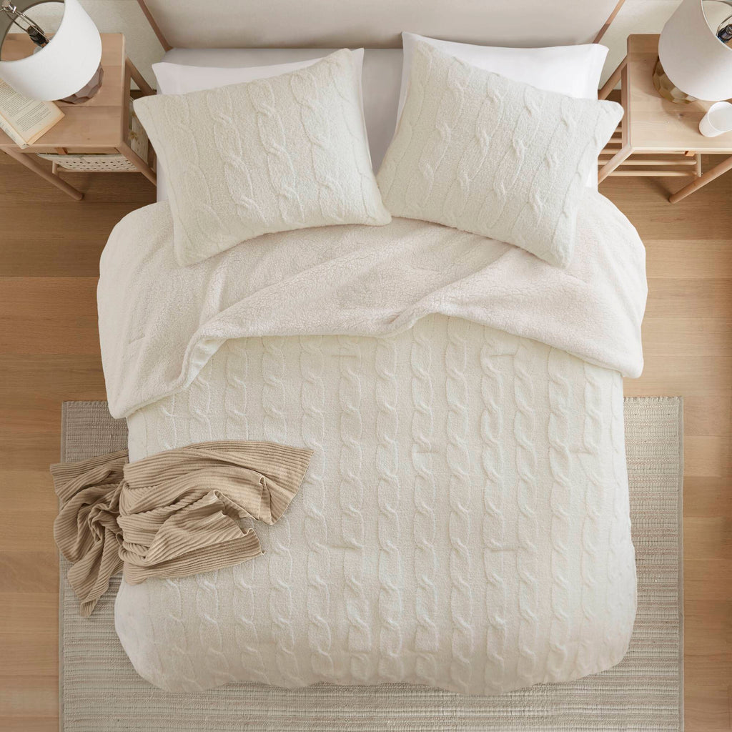 Bed Comforter, Riordan Waffle Knit Chenille Set, Machine-Washable Care for Everyday Bedding and Comfortable Sleep, 3 Sizes and 4 Colors image 31