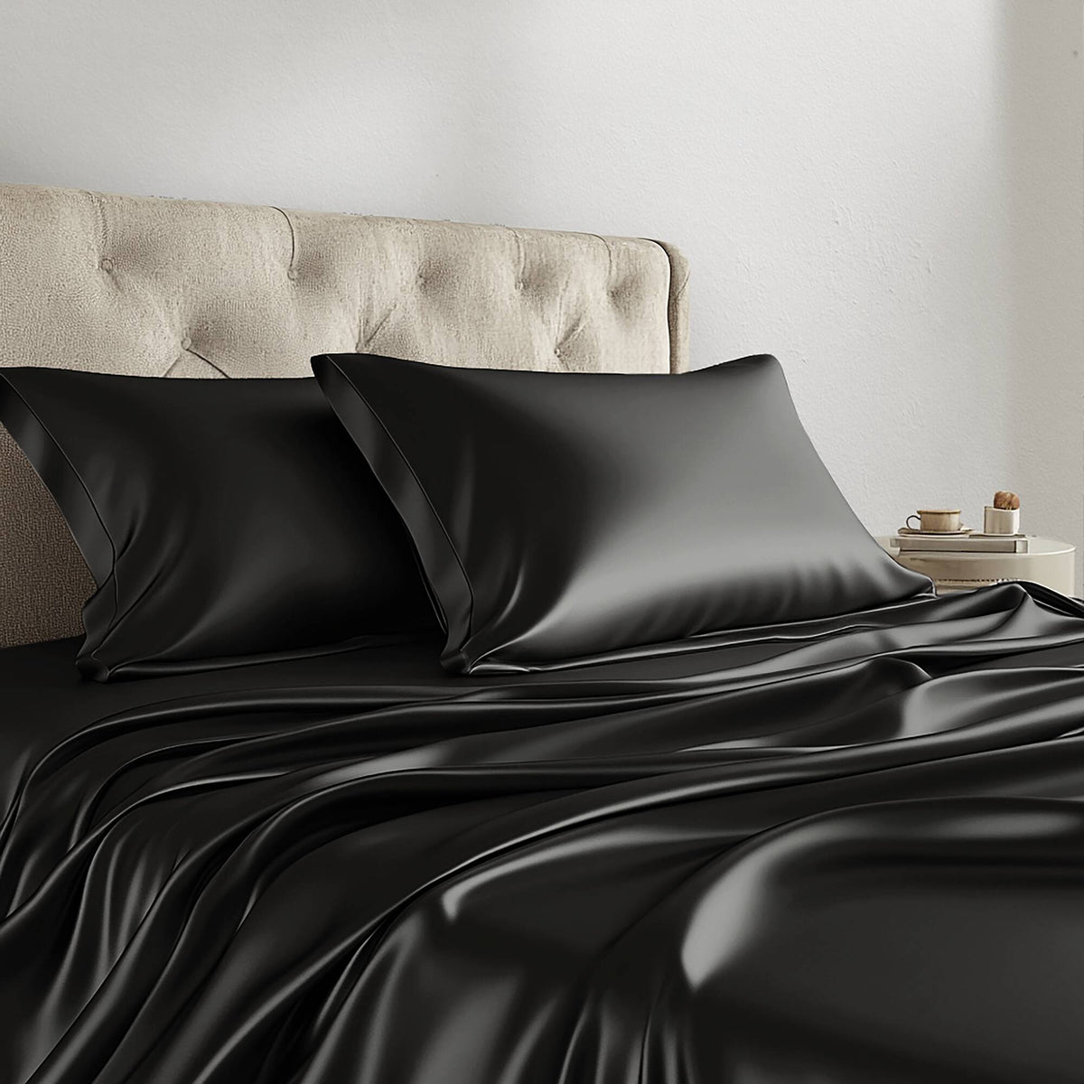 Bed Sheet Set, Satin for Master Bedrooms, Guest Beds and Daily Use, 6 Sizes and 12 Colors, Designed for Everyday Home Use image 31