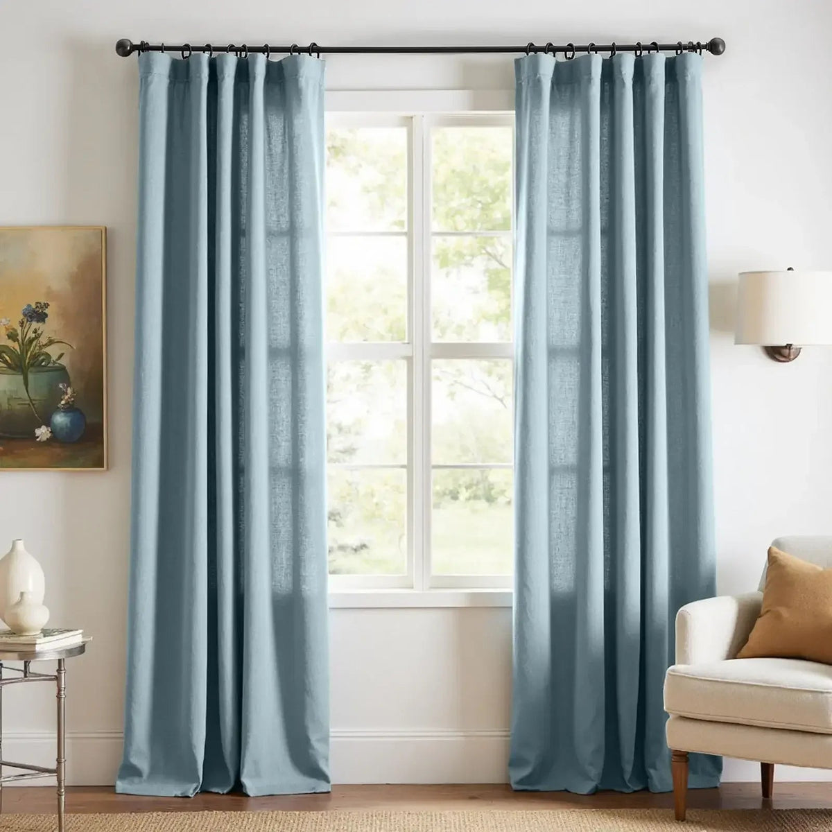 Window Curtain, Solid Linen Blend 3 in 1 Curtains (2 Panels), Lightweight Design for Bedrooms, Living Rooms and Home Privacy image 31