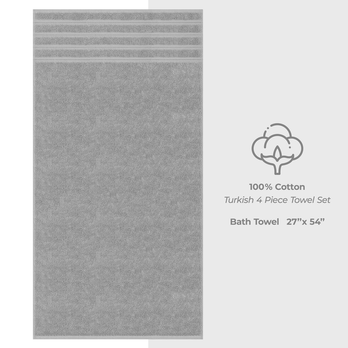 Bath Towel Set, 100% Cotton Turkish Towels for Bathroom, 4 for Home Bathrooms and Everyday Care, 21 Color Options image 31