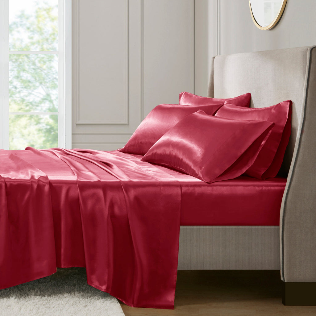 Bed Sheet Set, Satin for Master Bedrooms, Guest Beds and Daily Use, 6 Sizes and 12 Colors, Designed for Everyday Home Use image 32