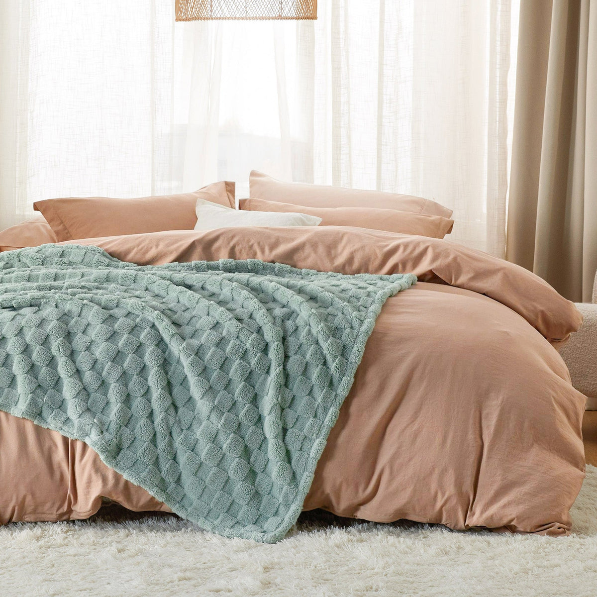 Cozy Throw Blanket, Jacquard Shaggy Sherpa for Living Rooms, Bedrooms and Everyday Lounging, 4 Sizes and 19 Colors image 32