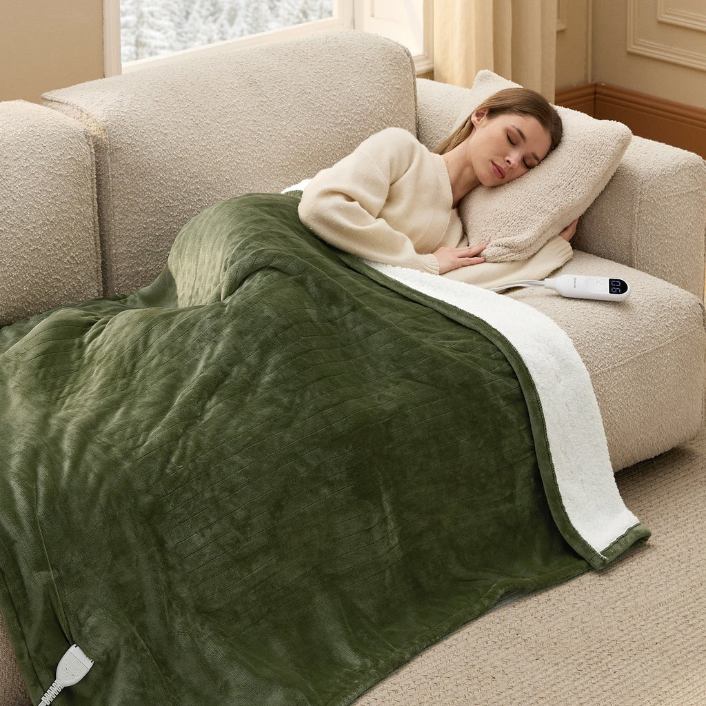 Cozy Throw Blanket, Solid Flannel Heated for Sofas, Beds and Relaxing at Home, 5 Sizes and 11 Colors image 32