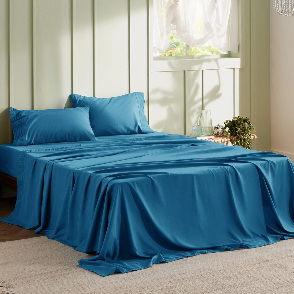 Bed Sheet Set, Ruched, Cooling Comfort, Breathable Construction for Master Bedrooms, Guest Beds and Daily Use, 7 Sizes and 14 Colors image 32