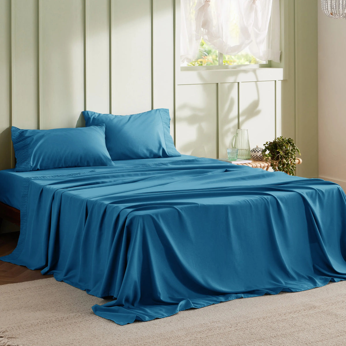 Bed Sheet Set, Ruched, Cooling Comfort, Breathable Construction for Master Bedrooms, Guest Beds and Daily Use, 7 Sizes and 14 Colors image 32