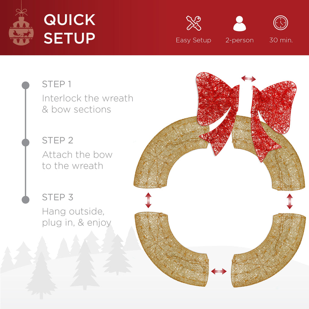 Seasonal Home Decor, Pre Lit Outdoor Christmas Wreath, LED Metal for Mantels, Tables and Seasonal Decorating, 5 Color Options image 32