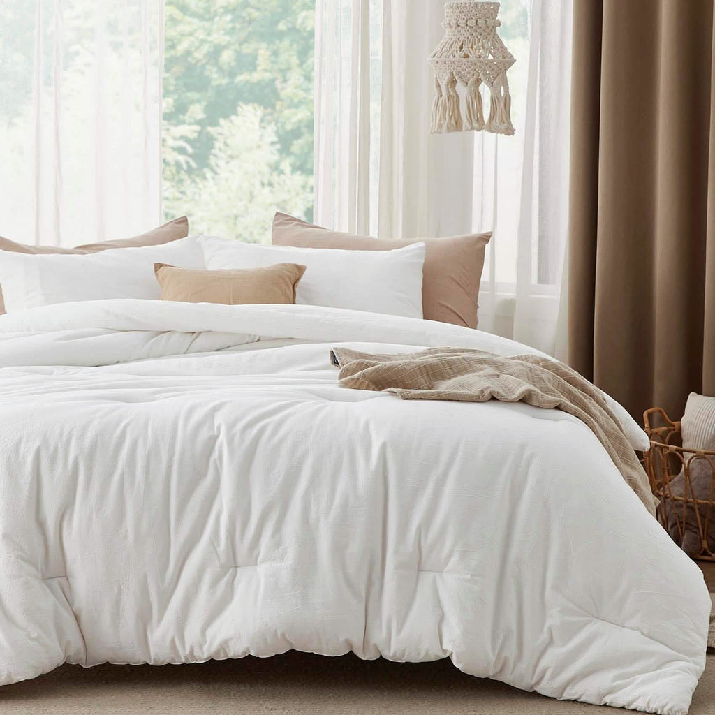 Bed Comforter, Prewashed Cotton Set for Year-Round Bedroom Comfort and Restful Sleep, 5 Sizes and 12 Colors image 32