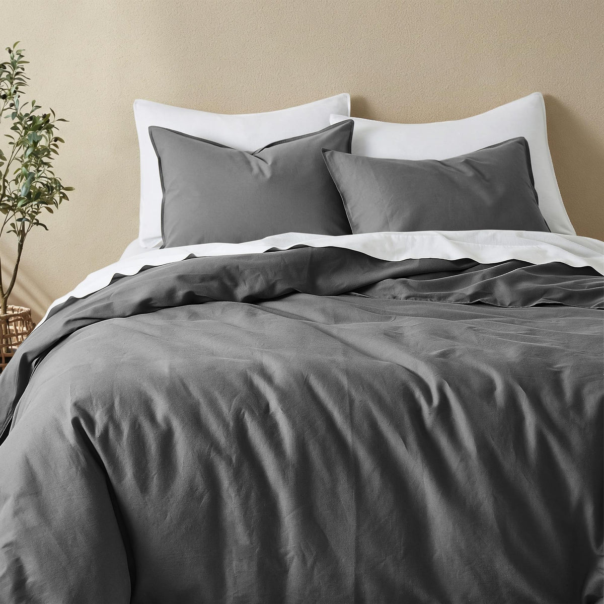 Duvet Cover Set, Linen Cotton Blend, Breathable Construction, Machine-Washable Care for Bedroom Bedding Refresh and Everyday Comfort image 32