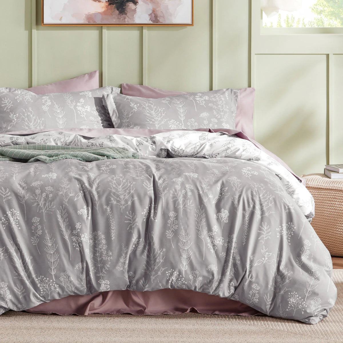 Down & Feather Comforter, Floral Set, Machine-Washable Care for Everyday Bedding and Comfortable Sleep, 7 Sizes and 13 Colors image 32