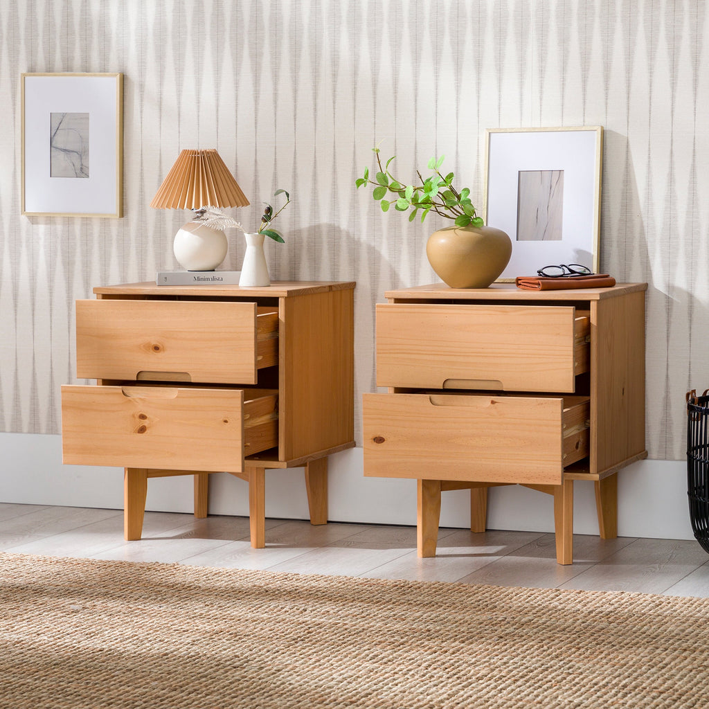 Nightstand, Sloane Mid Century Modern Solid Wood, Lightweight Design for Bedside Storage, Bedroom Organization and Guest Rooms image 32