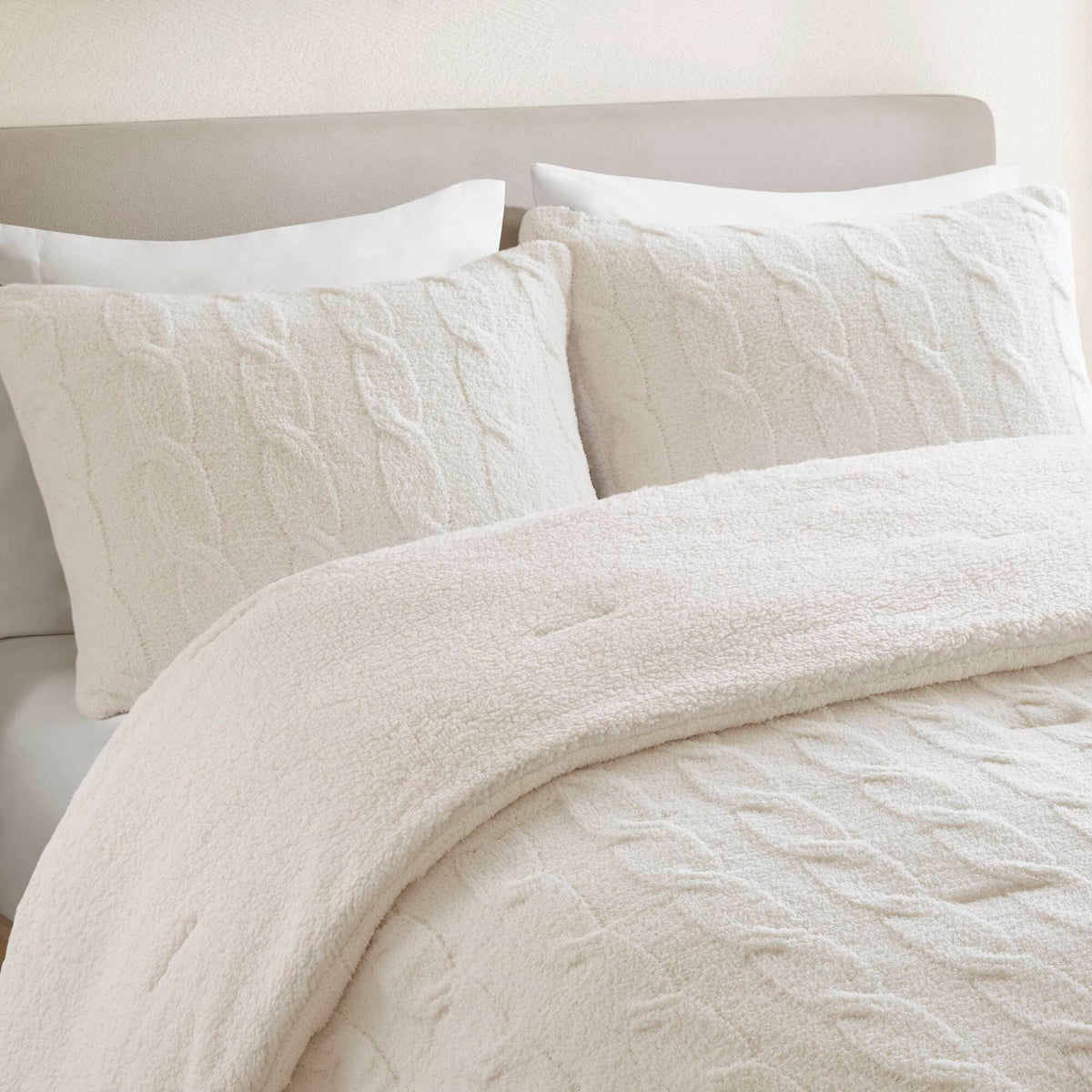 Bed Comforter, Riordan Waffle Knit Chenille Set, Machine-Washable Care for Everyday Bedding and Comfortable Sleep, 3 Sizes and 4 Colors image 32