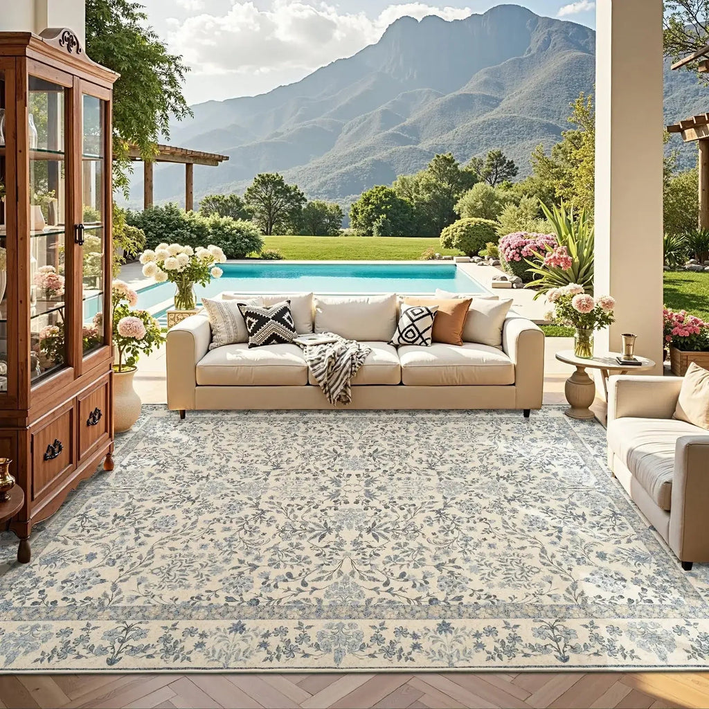 Area Rug, Vintage Foliage Floral, Lightweight Design, Non-Slip Design for Hallways, Dining Spaces and Home Decor, 19 Sizes and 4 Colors image 32