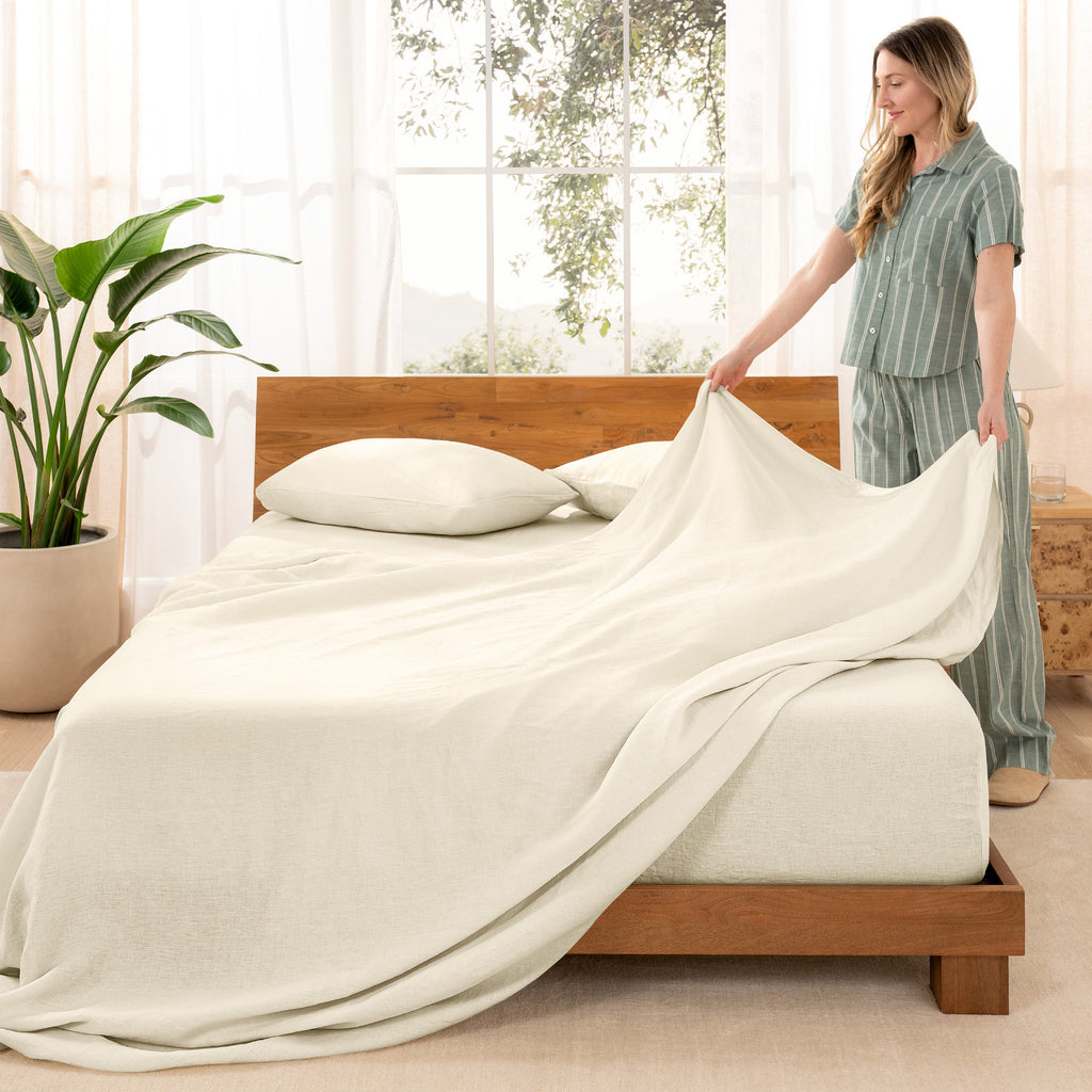 Bed Sheet Set, European Linen for Everyday Bedroom Comfort and Guest Rooms, 7 Sizes and 5 Colors image 32