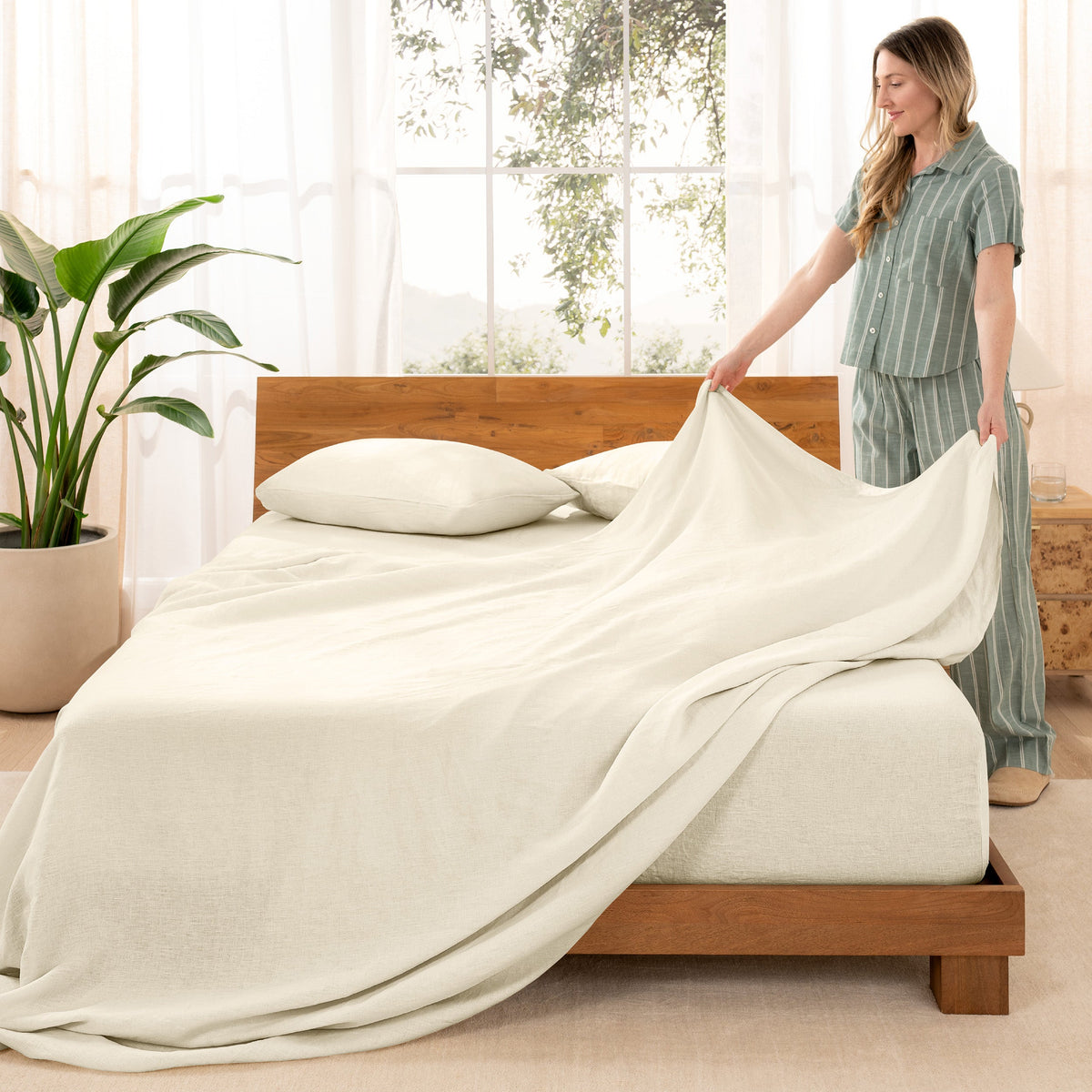 Bed Sheet Set, European Linen for Everyday Bedroom Comfort and Guest Rooms, 7 Sizes and 5 Colors image 32
