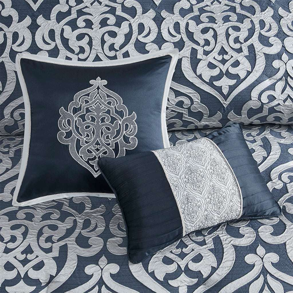 Bed Comforter, Odette 8 Piece Jacquard Set, Machine-Washable Care, Hypoallergenic Comfort for Year-Round Bedroom Comfort and Restful Sleep image 33