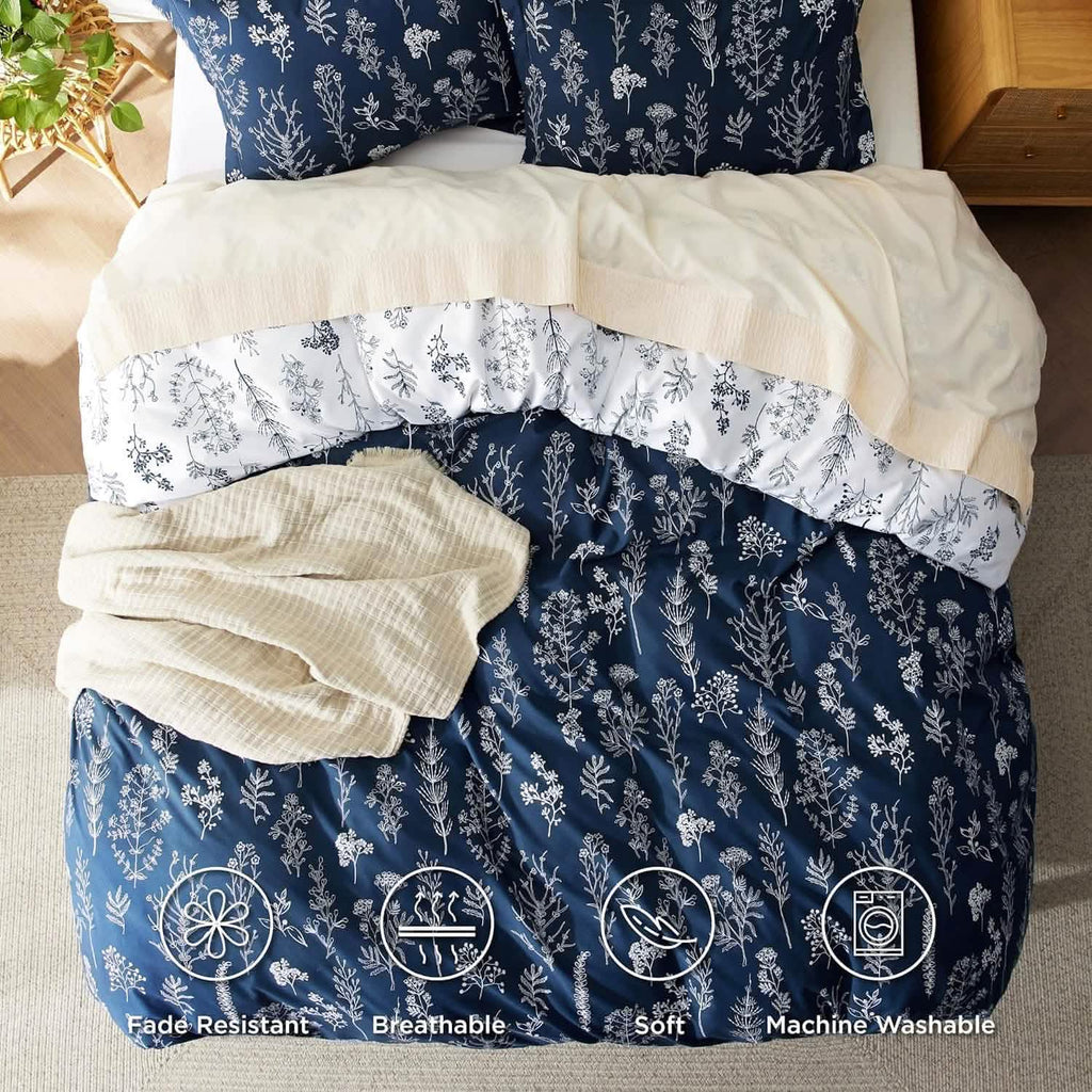 Duvet Cover Set, Reversible Floral Print, Breathable Construction for Bedroom Bedding Refresh and Everyday Comfort, 4 Sizes and 13 Colors image 33