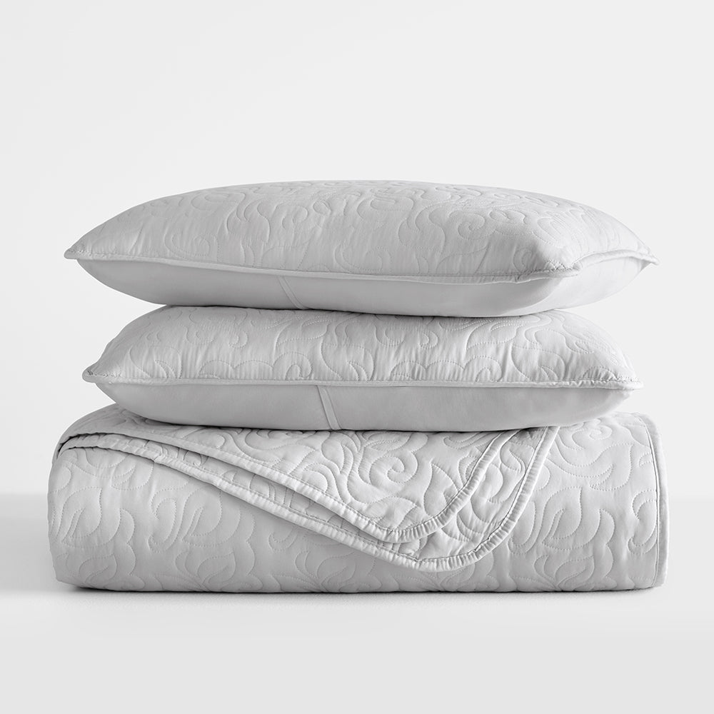 Bed Quilt, 3 Piece Floral Stitch Quilted Coverlet Set for Bedroom Layering and Everyday Bedding, 3 Sizes and 6 Colors image 33