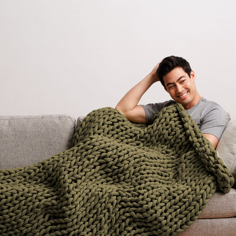 Cozy Throw Blanket, Cotton Weighted for Sofas, Beds and Relaxing at Home, 32 Color Options image 33