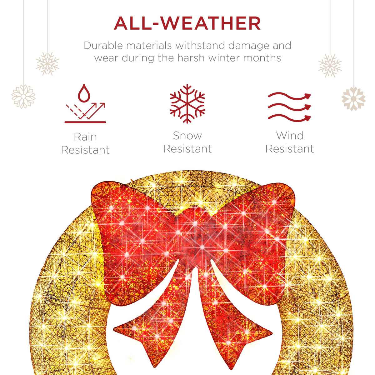Seasonal Home Decor, Pre Lit Outdoor Christmas Wreath, LED Metal for Mantels, Tables and Seasonal Decorating, 5 Color Options image 33