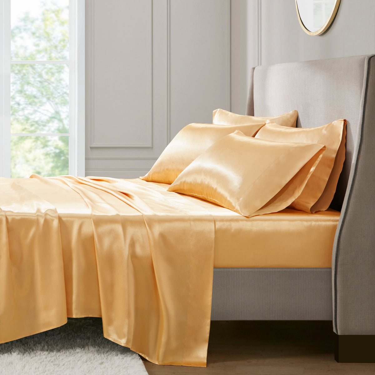 Bed Sheet Set, Satin for Master Bedrooms, Guest Beds and Daily Use, 6 Sizes and 12 Colors, Designed for Everyday Home Use image 33