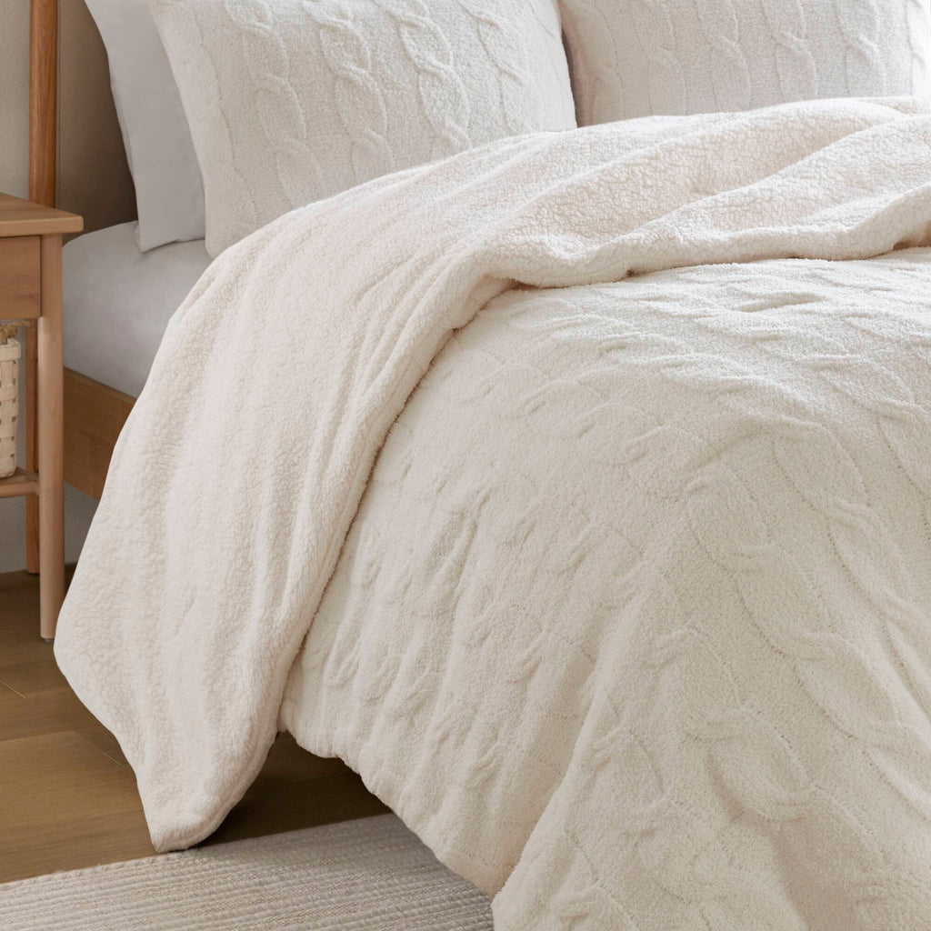 Bed Comforter, Riordan Waffle Knit Chenille Set, Machine-Washable Care for Everyday Bedding and Comfortable Sleep, 3 Sizes and 4 Colors image 33