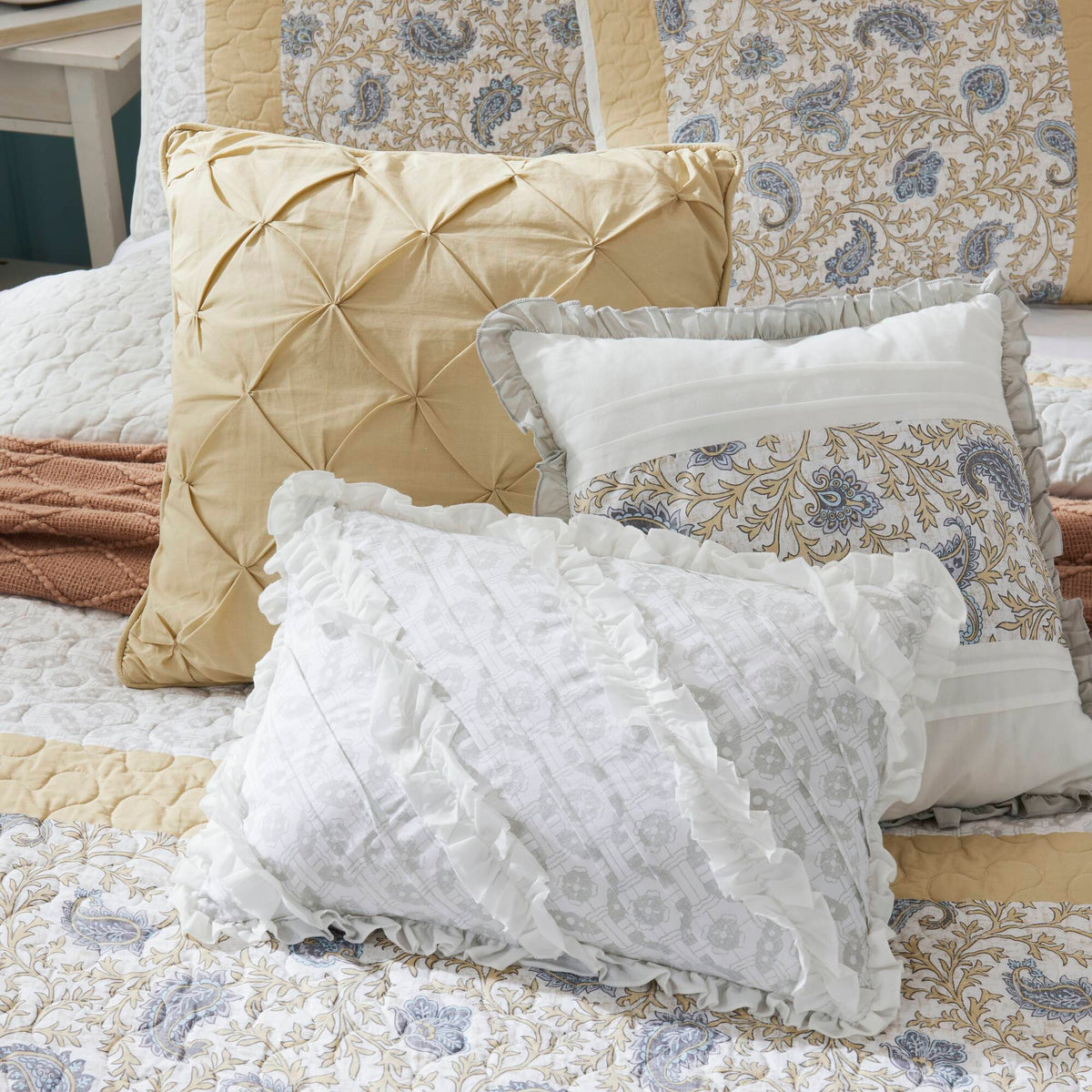 Cozy Throw Blanket, Dawn 6 Piece Cotton Percale Quilt Set, Machine-Washable Care for Sofas, Beds and Relaxing at Home, 2 Sizes and 5 Colors image 33