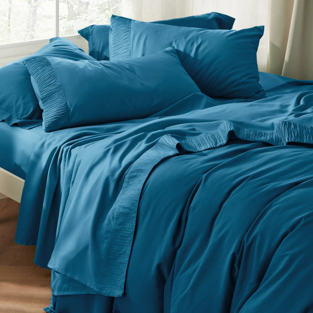 Bed Sheet Set, Ruched, Cooling Comfort, Breathable Construction for Master Bedrooms, Guest Beds and Daily Use, 7 Sizes and 14 Colors image 33