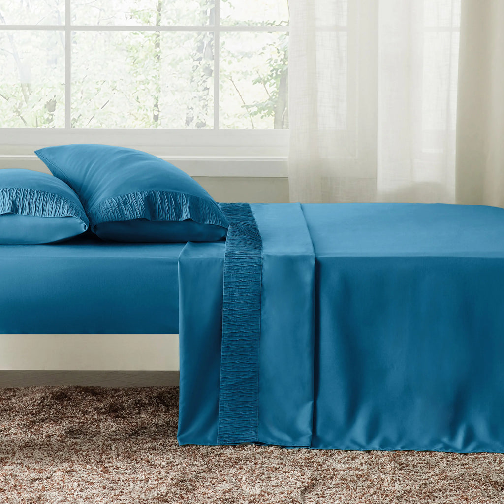 Bed Sheet Set, Ruched, Cooling Comfort, Breathable Construction for Master Bedrooms, Guest Beds and Daily Use, 7 Sizes and 14 Colors image 34