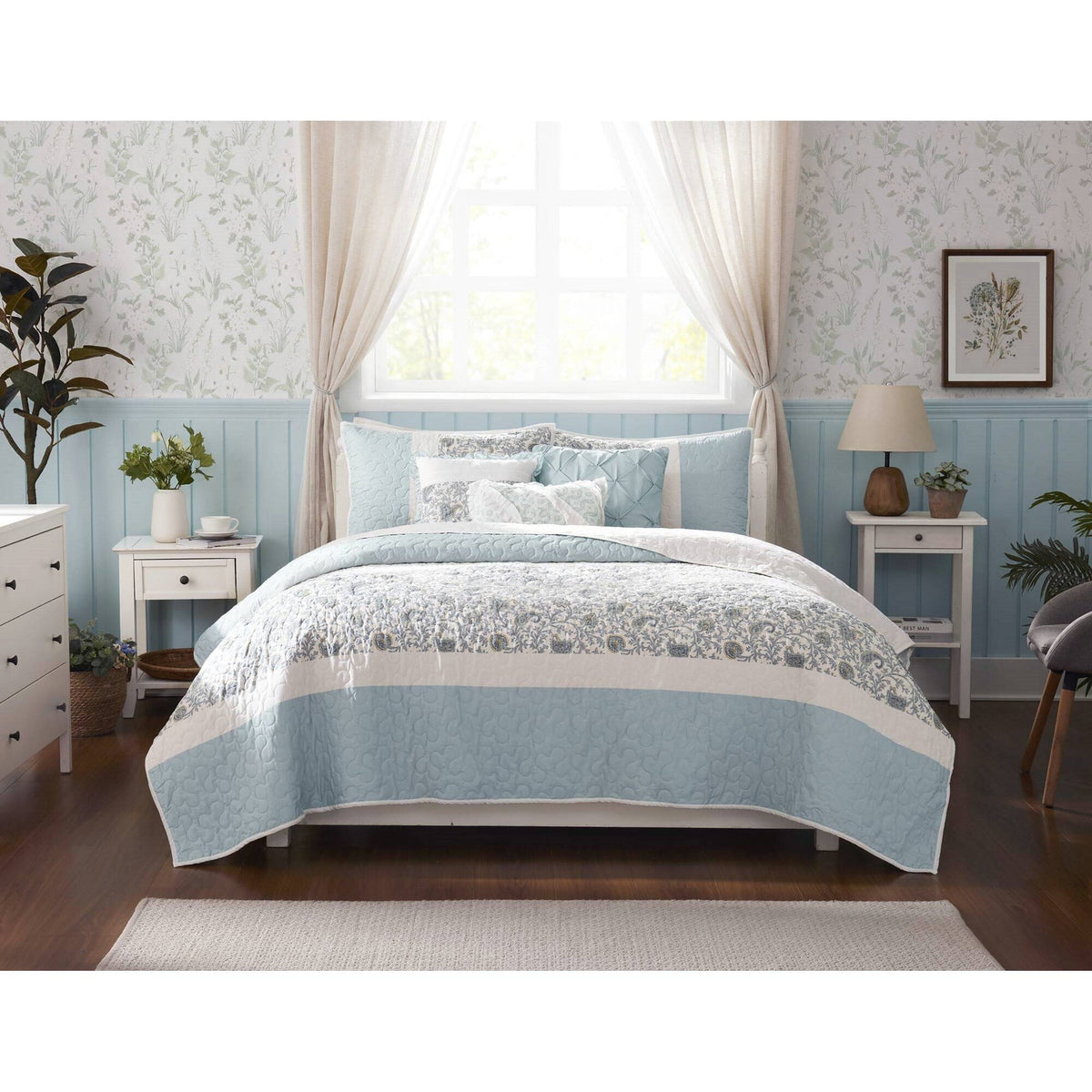 Cozy Throw Blanket, Dawn 6 Piece Cotton Percale Quilt Set, Machine-Washable Care for Sofas, Beds and Relaxing at Home, 2 Sizes and 5 Colors image 34