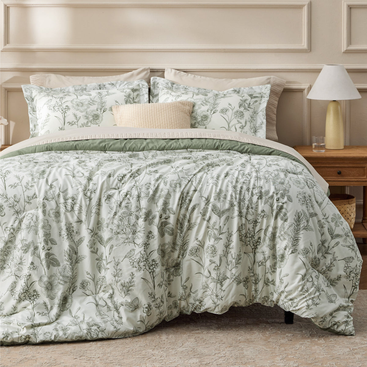 Bed Comforter, Retro Botanical Set for Everyday Bedding and Comfortable Sleep, 4 Sizes and 9 Colors image 34