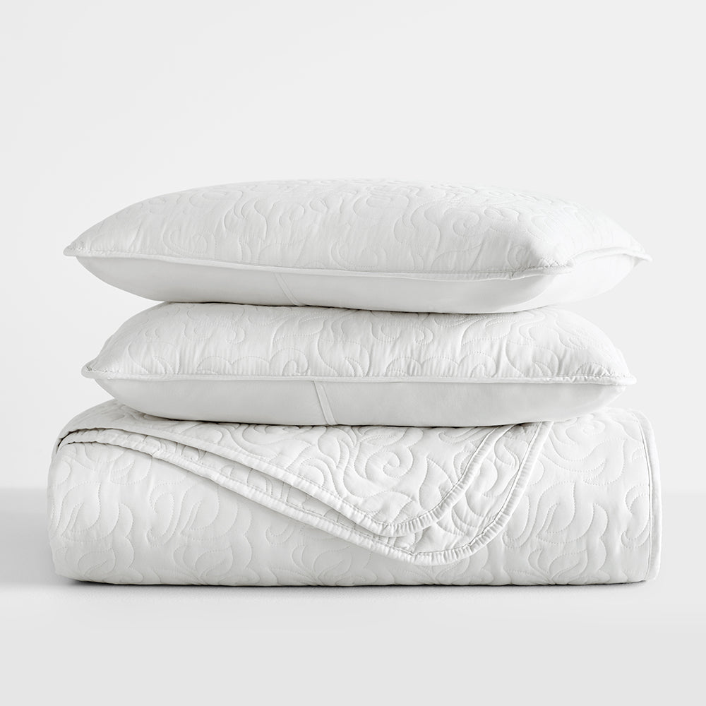 Bed Quilt, 3 Piece Floral Stitch Quilted Coverlet Set for Bedroom Layering and Everyday Bedding, 3 Sizes and 6 Colors image 34