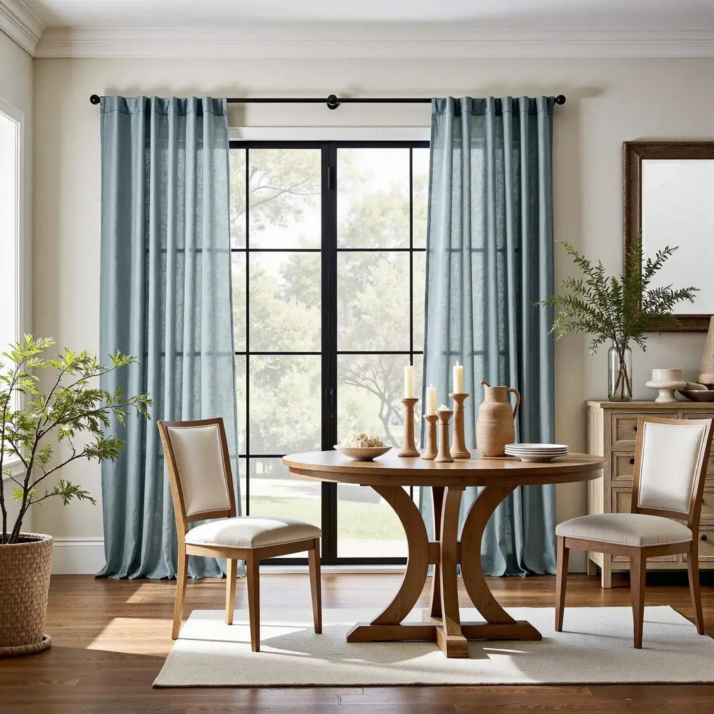 Window Curtain, Solid Linen Blend 3 in 1 Curtains (2 Panels), Lightweight Design for Bedrooms, Living Rooms and Home Privacy image 34