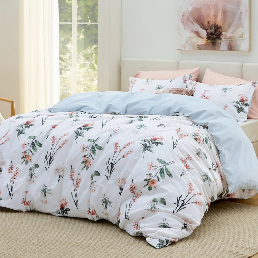 Duvet Cover Set, 100% Cotton Patterned, Breathable Construction for Bedroom Bedding Refresh and Everyday Comfort, 4 Sizes and 9 Colors image 35
