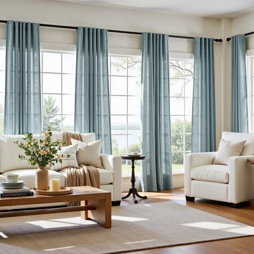 Window Curtain, Solid Linen Blend 3 in 1 Curtains (2 Panels), Lightweight Design for Bedrooms, Living Rooms and Home Privacy image 35