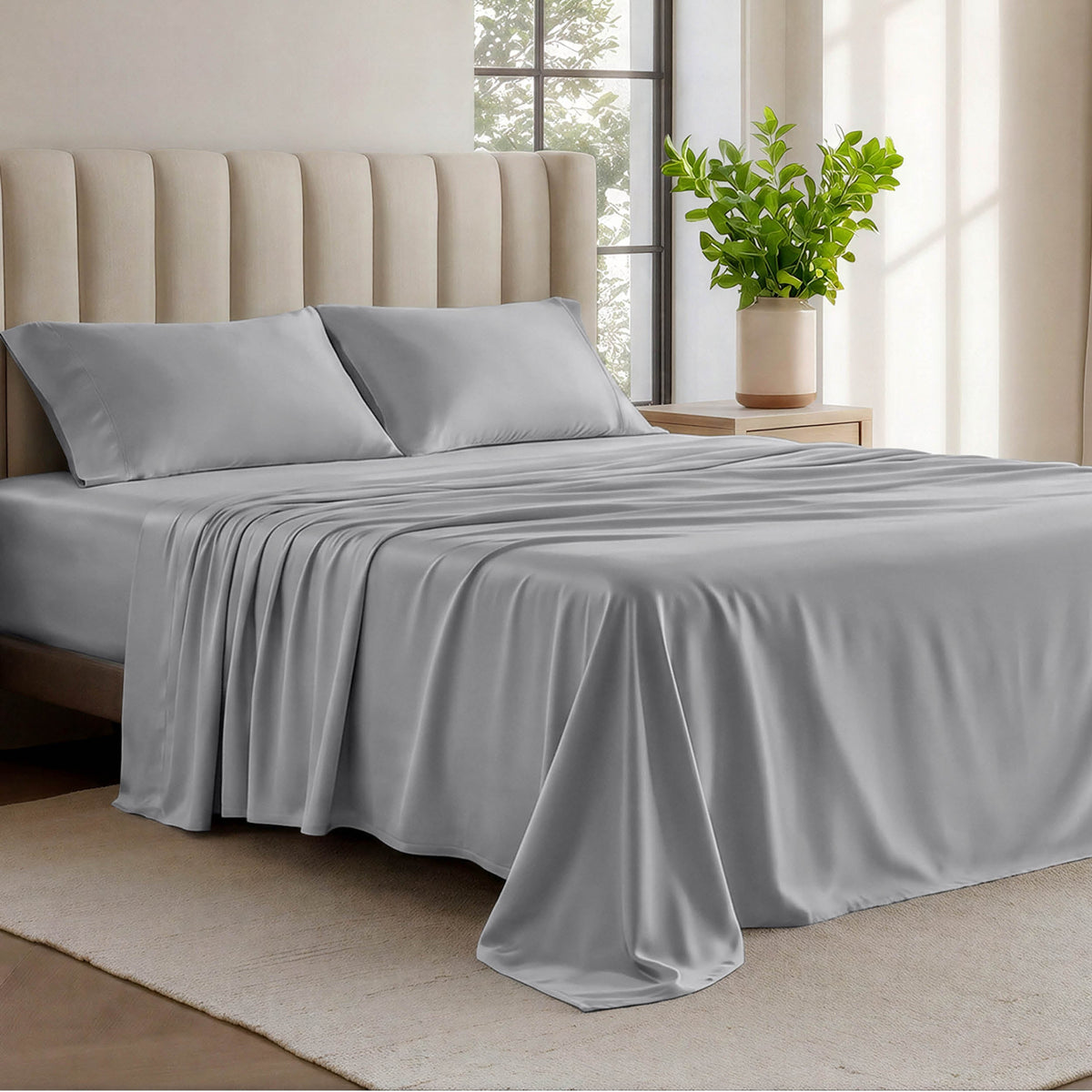 Bed Sheet Set, Organic Cotton Jersey for Master Bedrooms, Guest Beds and Daily Use, 6 Sizes and 9 Colors image 35