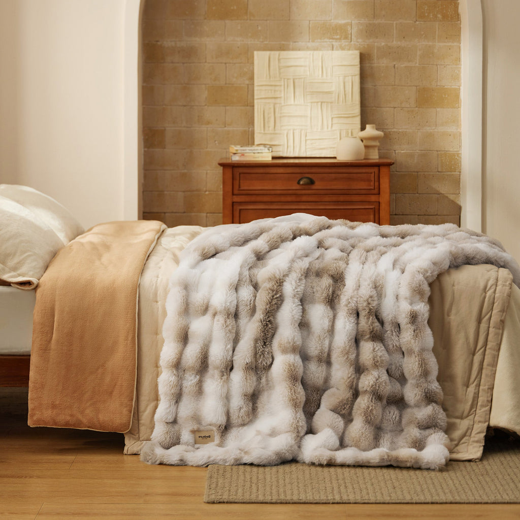Cozy Throw Blanket, Bubble Faux Fur, Machine-Washable Care for Living Rooms, Bedrooms and Everyday Lounging, 3 Sizes and 11 Colors image 35