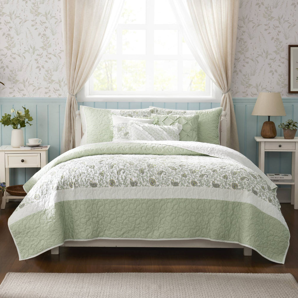 Cozy Throw Blanket, Dawn 6 Piece Cotton Percale Quilt Set, Machine-Washable Care for Sofas, Beds and Relaxing at Home, 2 Sizes and 5 Colors image 35