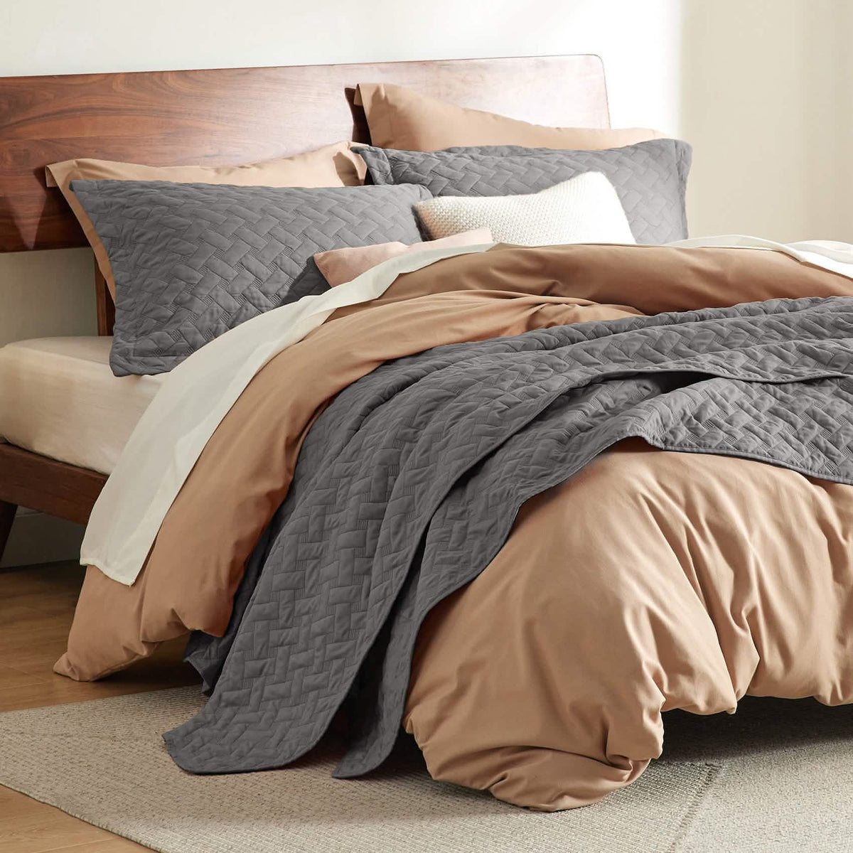 Cozy Throw Blanket, Basket weave Quilt Set, Lightweight Design for Living Rooms, Bedrooms and Everyday Lounging, 6 Sizes and 17 Colors image 35