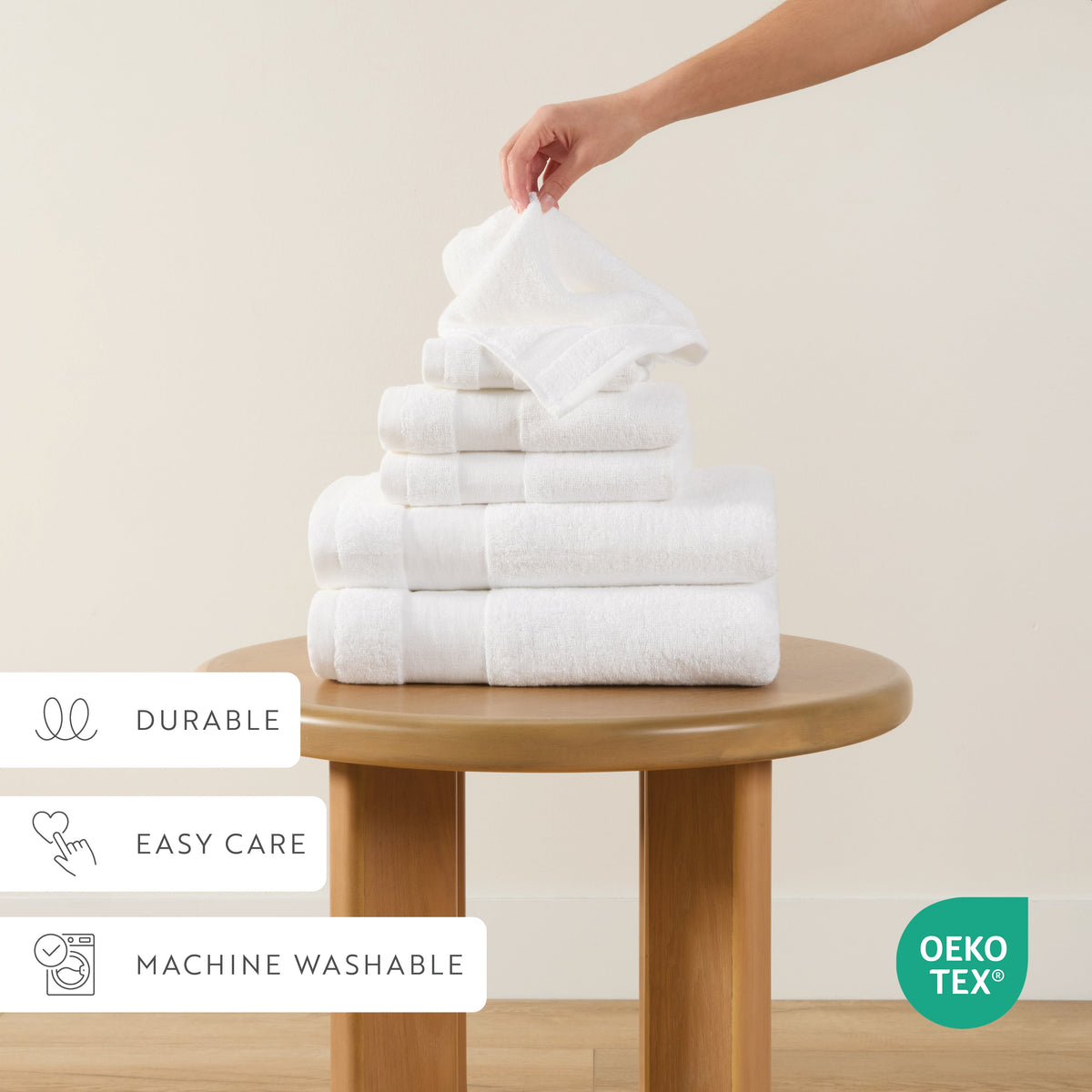 Bath Towel Set, Ultra Soft 100% Cotton 6 Piece, Machine-Washable Care for Home Bathrooms and Everyday Care, 8 Color Options image 36