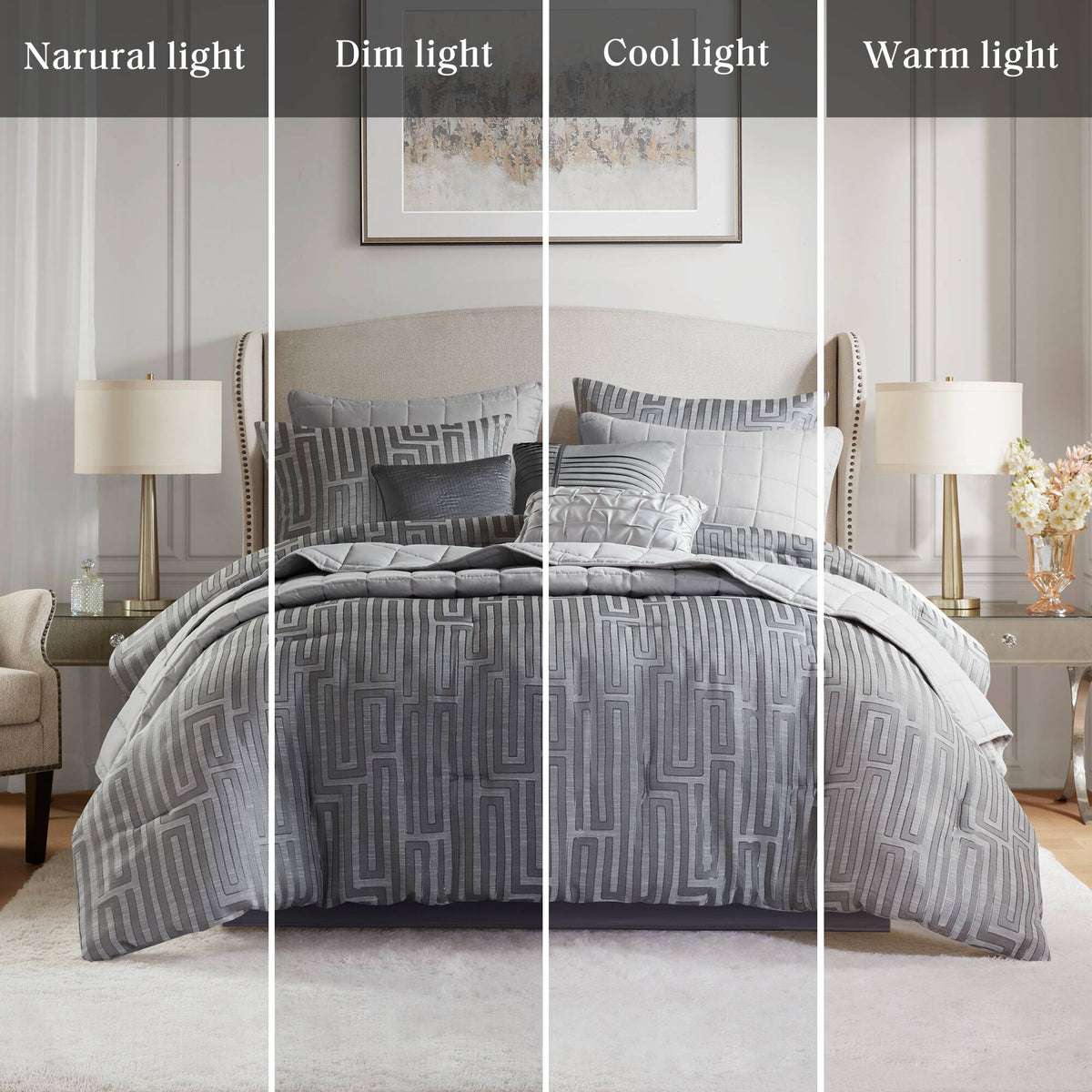 Bed Comforter, Royce 10 Piece Luxury Jacquard Set, Lightweight Design, Machine-Washable Care for Everyday Bedding and Comfortable Sleep image 36