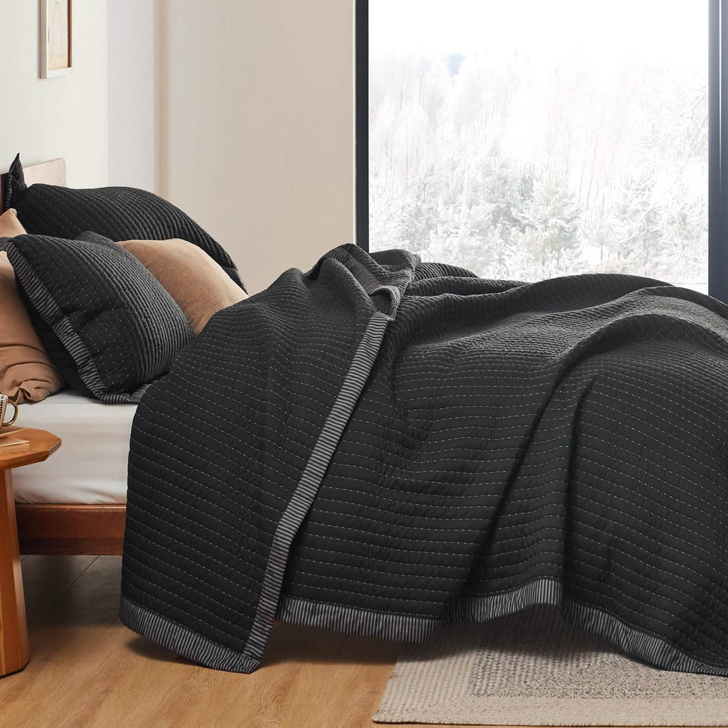 Cozy Throw Blanket, Corduroy Pattern Quilt Set, Breathable Construction for Living Rooms, Bedrooms and Everyday Lounging image 36