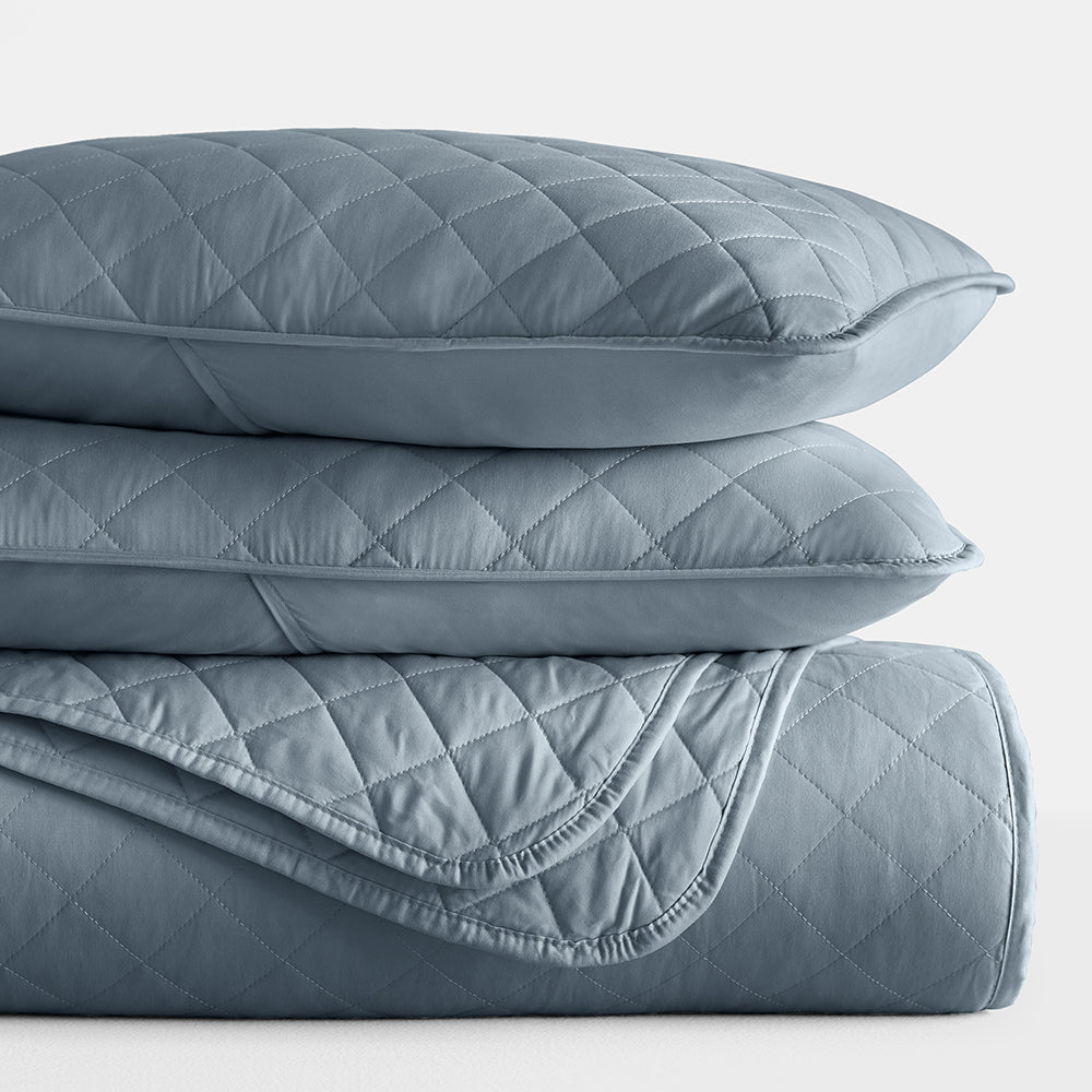 Bed Quilt, 3 Piece Diamond Stitch Quilted Coverlet Set for Guest Beds and Layered Bedroom Styling, 3 Sizes and 6 Colors image 36