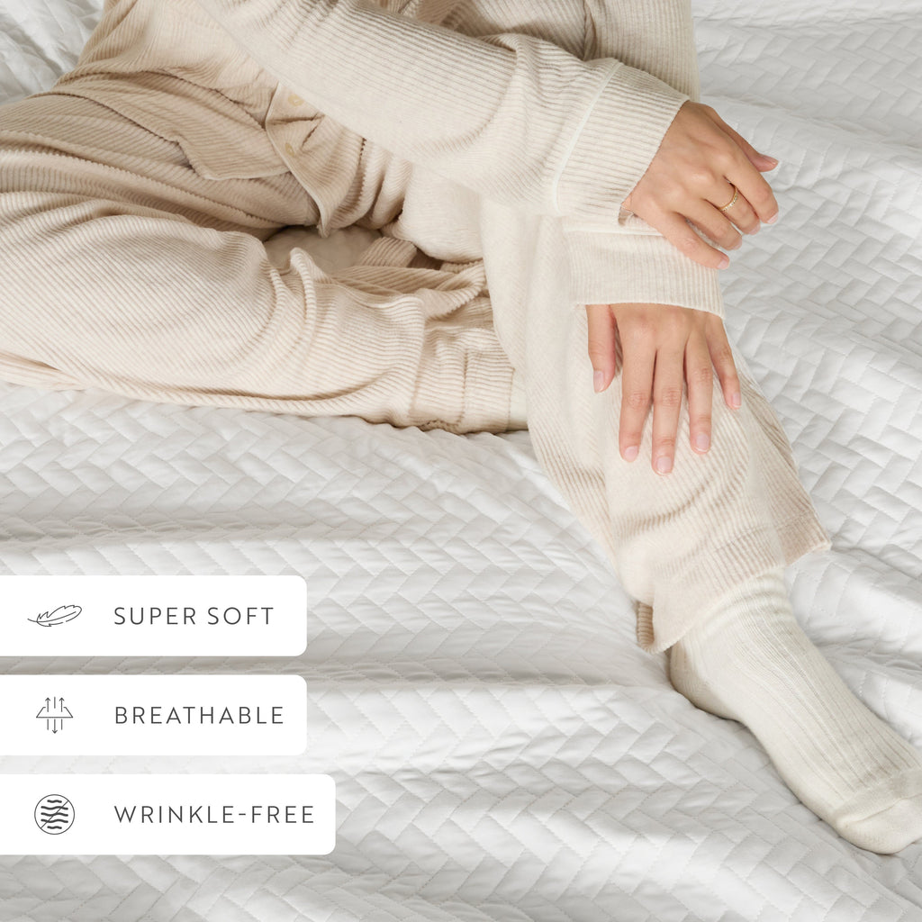 Quilted Coverlet Set, 3 Piece Herringbone for Guest Bedrooms, Layered Beds and Everyday Bedding, 3 Sizes and 6 Colors image 36
