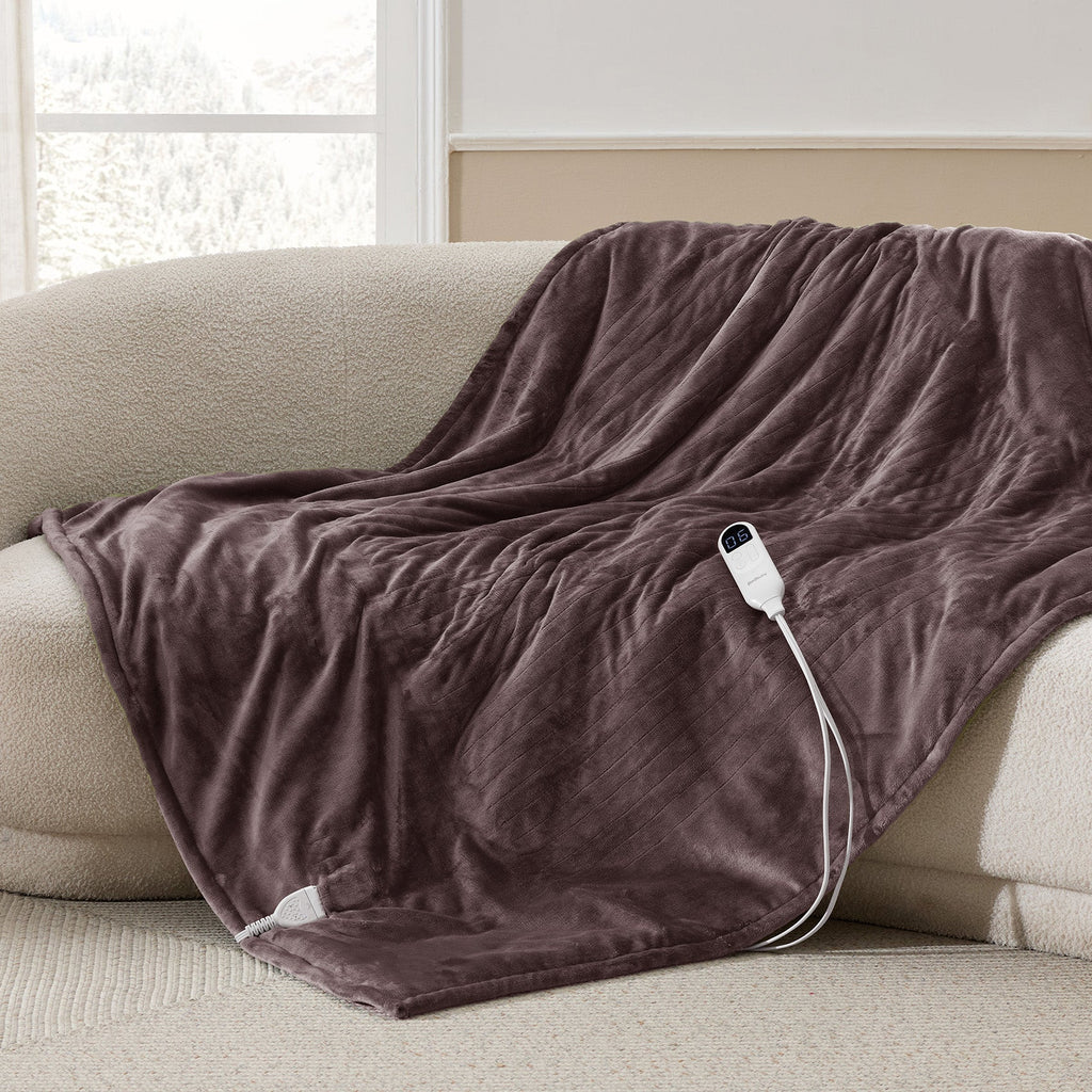 Cozy Throw Blanket, Solid Flannel Heated for Sofas, Beds and Relaxing at Home, 5 Sizes and 11 Colors image 37