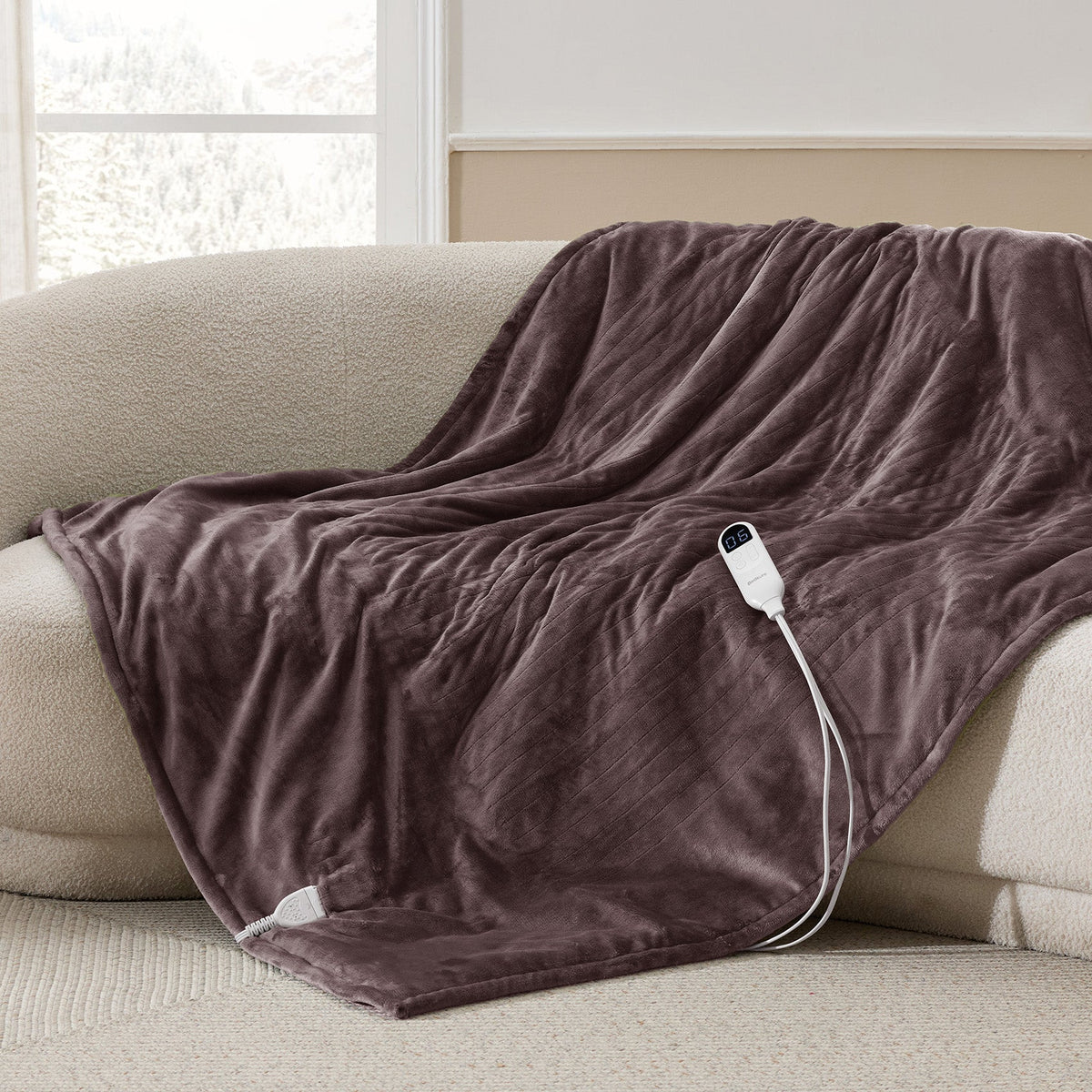 Cozy Throw Blanket, Solid Flannel Heated for Sofas, Beds and Relaxing at Home, 5 Sizes and 11 Colors image 37