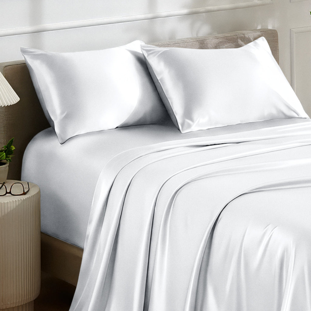 Bed Sheet Set, Satin for Everyday Bedroom Comfort and Guest Rooms, 7 Sizes and 6 Colors, Designed for Everyday Home Use image 37