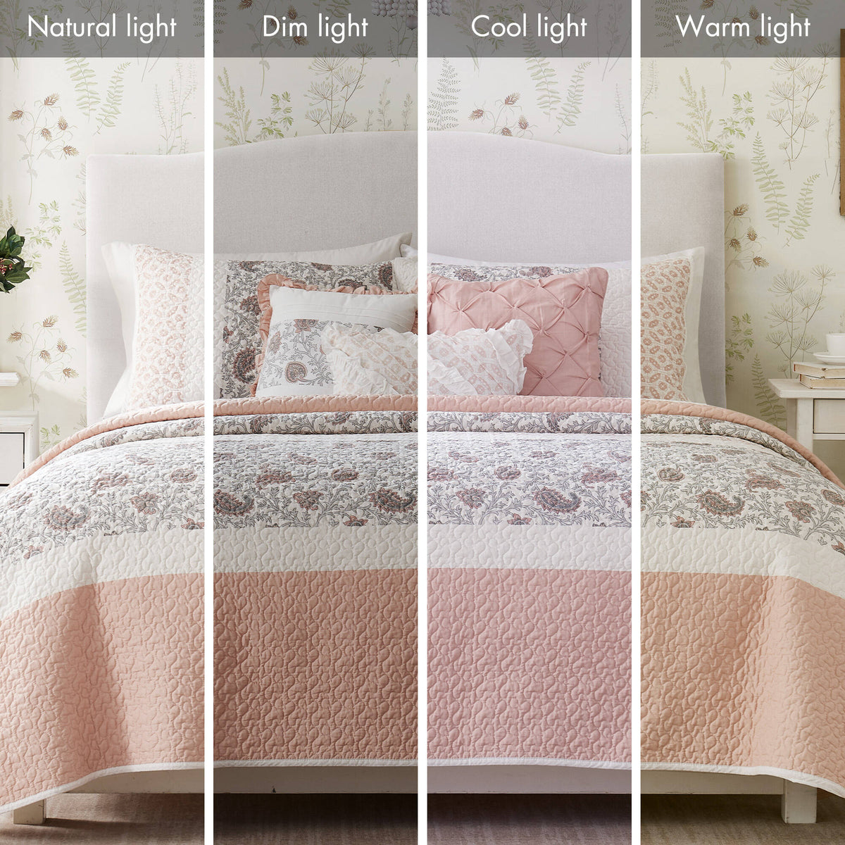 Cozy Throw Blanket, Dawn 6 Piece Cotton Percale Quilt Set, Machine-Washable Care for Sofas, Beds and Relaxing at Home, 2 Sizes and 5 Colors image 37
