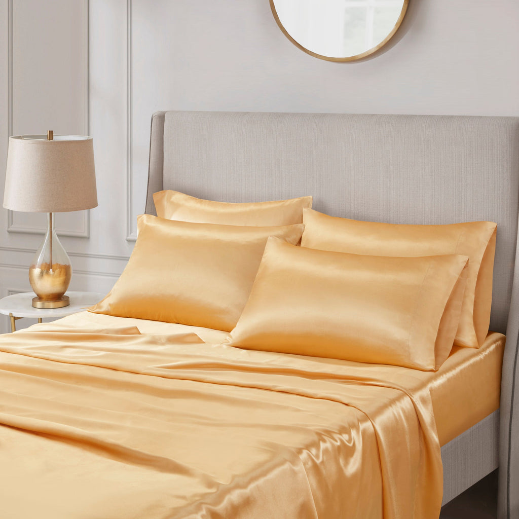 Bed Sheet Set, Satin for Master Bedrooms, Guest Beds and Daily Use, 6 Sizes and 12 Colors, Designed for Everyday Home Use image 38