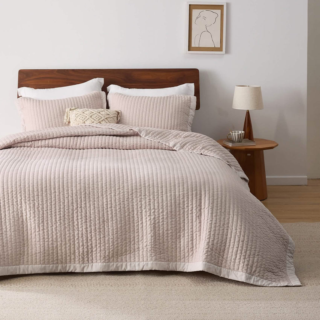 Cozy Throw Blanket, Corduroy Pattern Quilt Set, Breathable Construction for Living Rooms, Bedrooms and Everyday Lounging image 38
